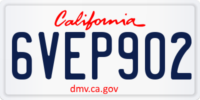 CA license plate 6VEP902