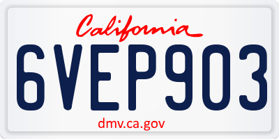CA license plate 6VEP903