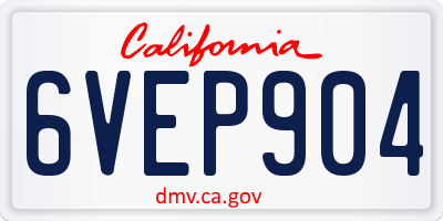 CA license plate 6VEP904