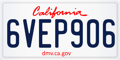 CA license plate 6VEP906