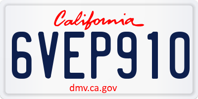 CA license plate 6VEP910