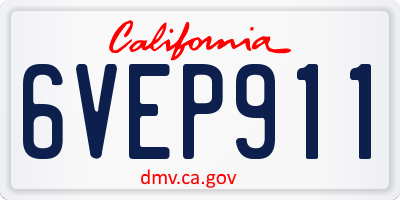 CA license plate 6VEP911