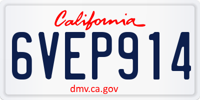 CA license plate 6VEP914