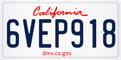 CA license plate 6VEP918