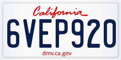 CA license plate 6VEP920