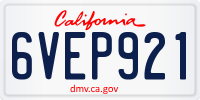 CA license plate 6VEP921