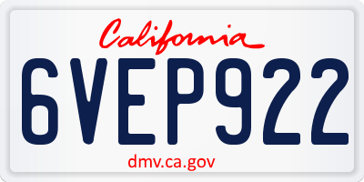 CA license plate 6VEP922
