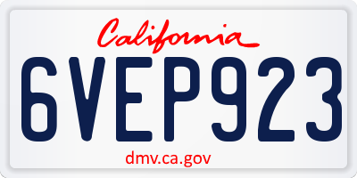 CA license plate 6VEP923