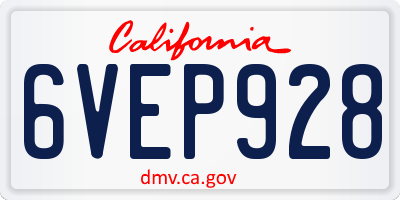 CA license plate 6VEP928
