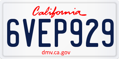 CA license plate 6VEP929