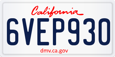 CA license plate 6VEP930