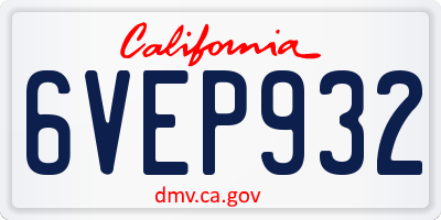 CA license plate 6VEP932