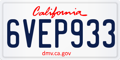 CA license plate 6VEP933
