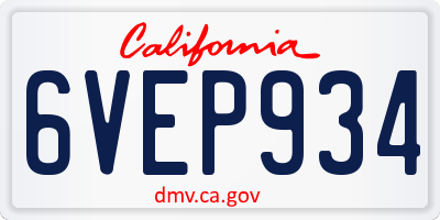 CA license plate 6VEP934