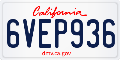 CA license plate 6VEP936