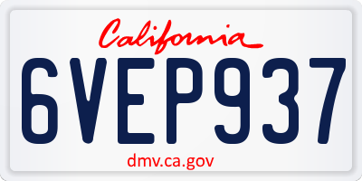 CA license plate 6VEP937