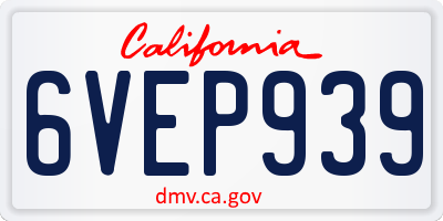 CA license plate 6VEP939