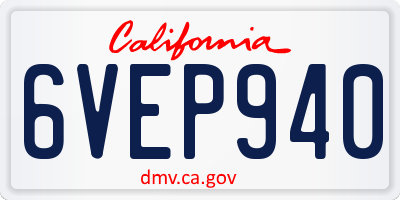 CA license plate 6VEP940