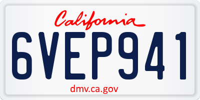 CA license plate 6VEP941