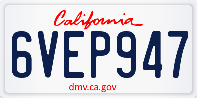 CA license plate 6VEP947