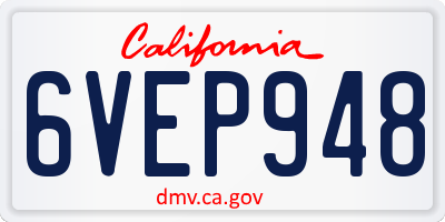 CA license plate 6VEP948