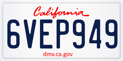 CA license plate 6VEP949