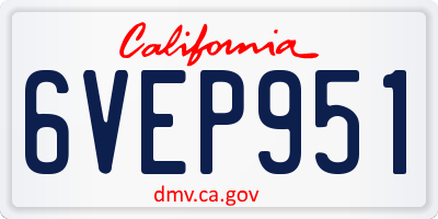 CA license plate 6VEP951