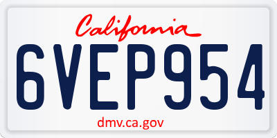 CA license plate 6VEP954