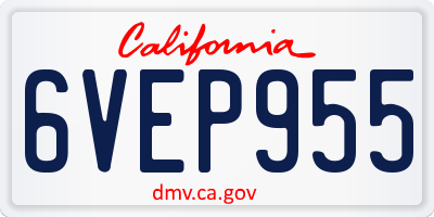 CA license plate 6VEP955