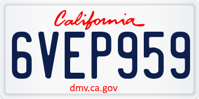CA license plate 6VEP959