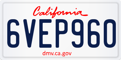 CA license plate 6VEP960