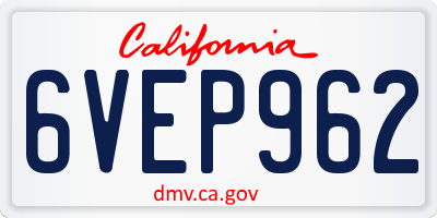 CA license plate 6VEP962