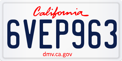 CA license plate 6VEP963