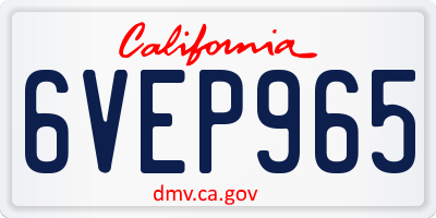 CA license plate 6VEP965