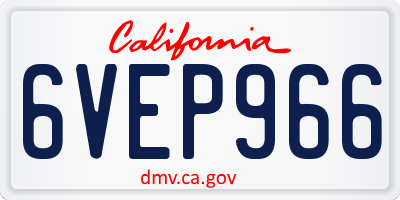CA license plate 6VEP966