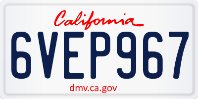 CA license plate 6VEP967