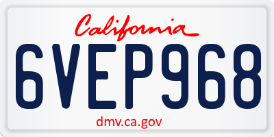 CA license plate 6VEP968