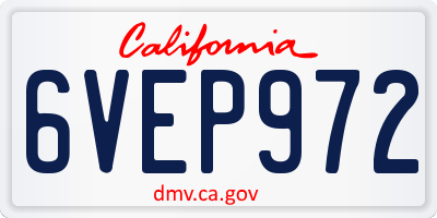 CA license plate 6VEP972