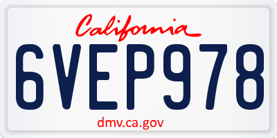 CA license plate 6VEP978