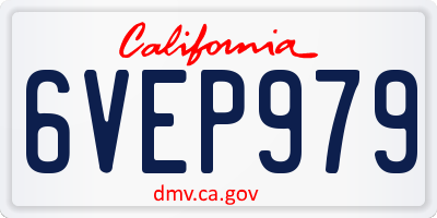CA license plate 6VEP979