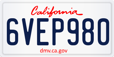 CA license plate 6VEP980