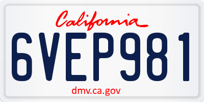 CA license plate 6VEP981