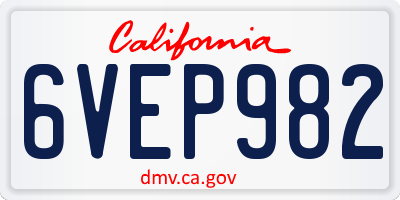CA license plate 6VEP982