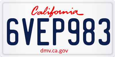 CA license plate 6VEP983
