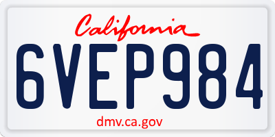 CA license plate 6VEP984
