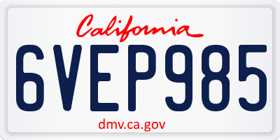CA license plate 6VEP985