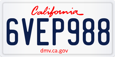 CA license plate 6VEP988