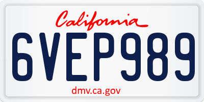 CA license plate 6VEP989