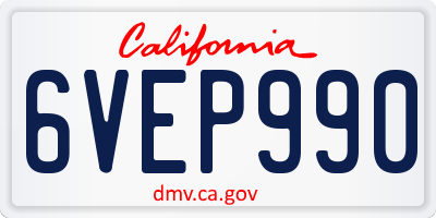 CA license plate 6VEP990