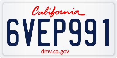 CA license plate 6VEP991